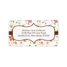Stylish Brown Fall Flowers Return Address Labels.