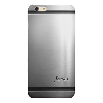 Stylish Brush Metal Stainless Steel Look Glossy iPhone 6 Plus Case