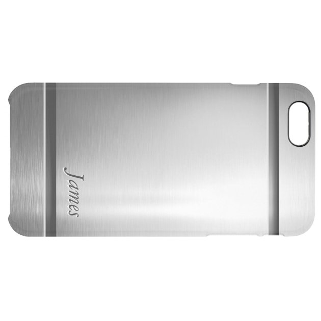 Stylish Brush Metal Stainless Steel Look Pattern Uncommon Clearlyâ„¢ Deflector iPhone 6 Plus Case-5