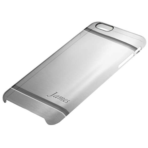 Stylish Brush Metal Stainless Steel Look Pattern Uncommon Clearlyâ„¢ Deflector iPhone 6 Plus Case-4