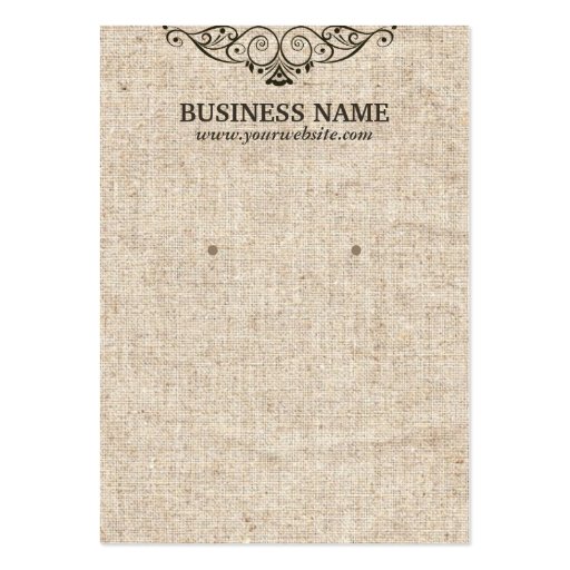 Stylish Burlap Texture Earring Display Cards Business Card (front side)