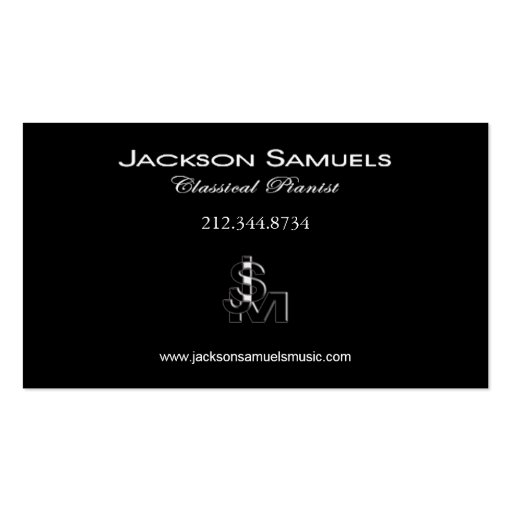 Stylish Business Card - all purpose "Pianist I" (back side)