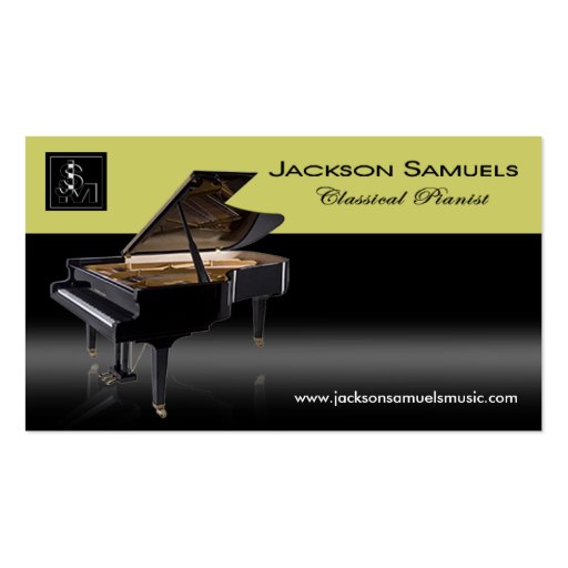 Stylish Business Card - all purpose "Pianist I" (front side)