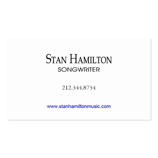 Stylish Business Card - Songwriter "Sheet Music" (back side)