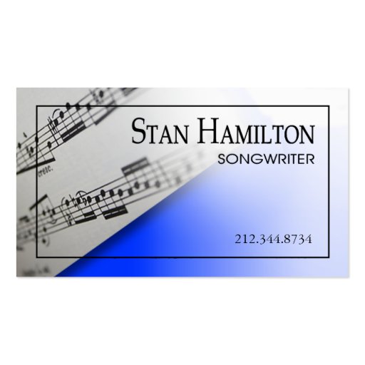 Stylish Business Card - Songwriter "Sheet Music" (front side)