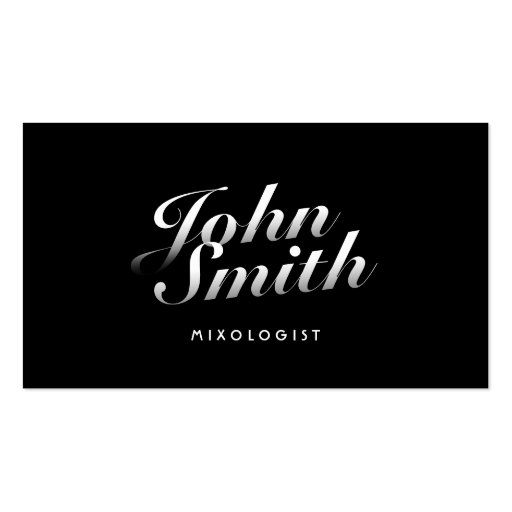 Stylish Calligraphic Mixologist Business Card (front side)