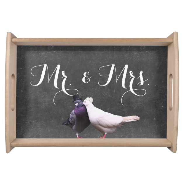 Stylish Chalkboard Mr. & Mrs. Love Birds Wedding Food Trays
