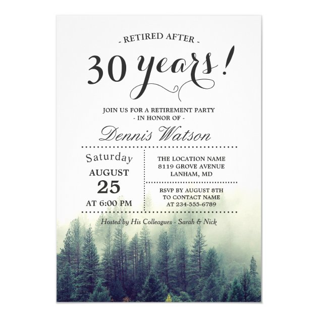 Stylish Chic Forest Pine Trees Retirement Party Card