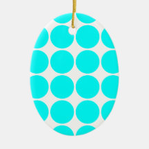 Stylish Chic Girly Cyan Polka Dots for Her Christmas Ornament