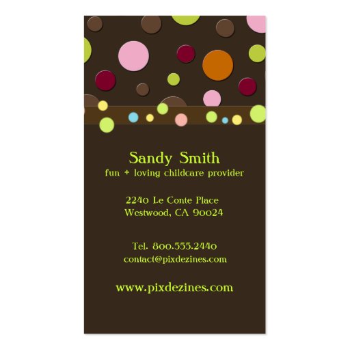 Stylish childcare business cards (back side)