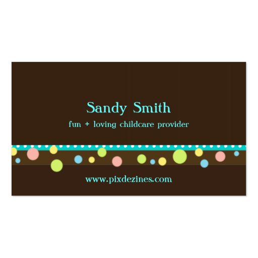 Stylish childcare business cards (front side)