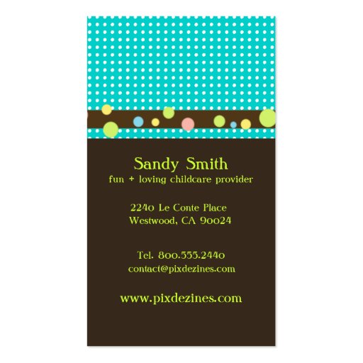 Stylish childcare business cards (back side)