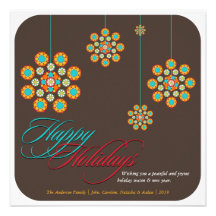 Stylish Christmas Ornament Flowers Holiday Greetin Personalized Invite