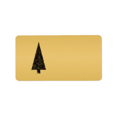 Stylish Christmas Tree. Black and Gold. Custom Address Labels