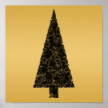 Stylish Christmas Tree. Black and Gold. Print