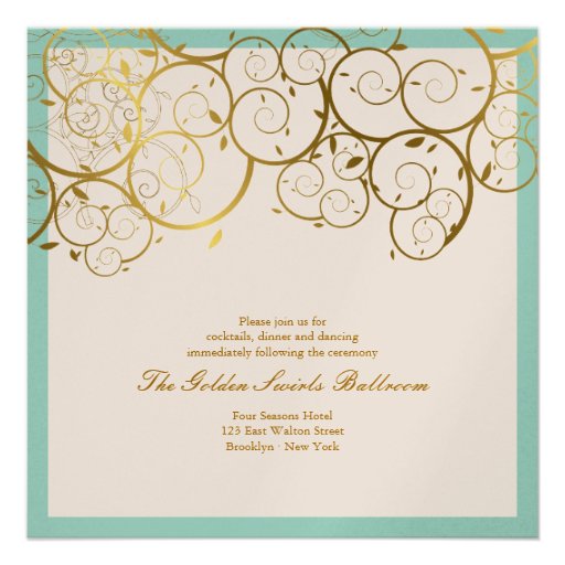 Stylish Classy Golden Spirals Wedding Invitation