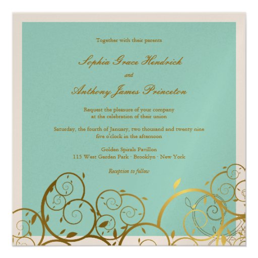 Stylish Classy Golden Spirals Wedding Invitation