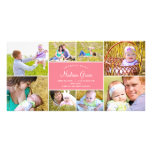 Stylish Collage Birth Announcement - Pink photo cards