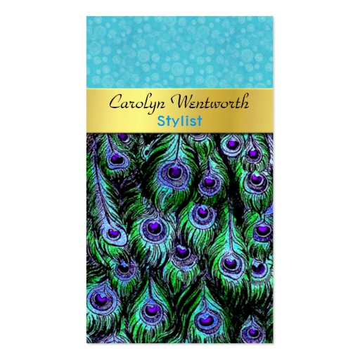 Stylish Colorful Peacock Business Card (front side)