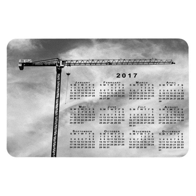 Stylish Construction Crane 2017 Calendar Magnet