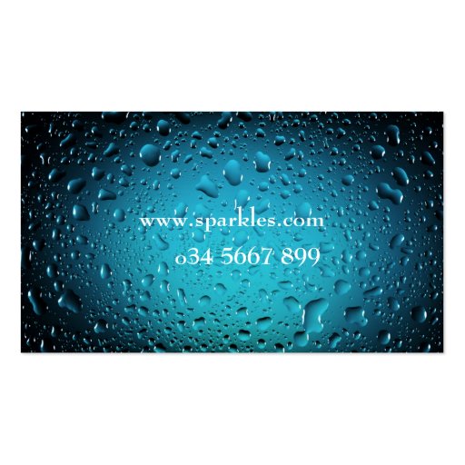 Stylish Cool Blue water drops Business Cards (back side)