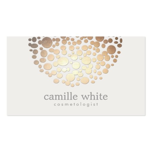 Stylish Cosmetology Faux Gold Leaf Circle Motif Business Card (front side)