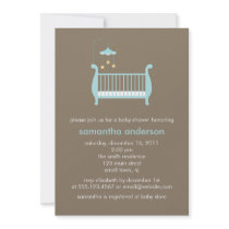 Stylish Crib Baby Shower Invitations {blue}