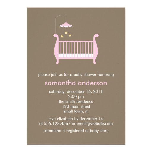 Stylish Crib Baby Shower Invitations {pink}