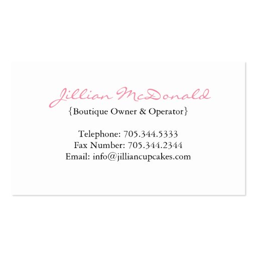 Stylish Cupcake Silhouette Business Card (back side)