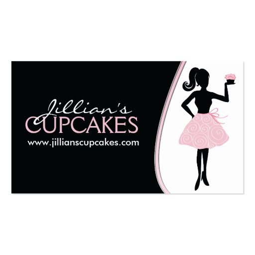 Stylish Cupcake Silhouette Business Card (front side)