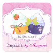Stylish & Cute Bakery Cupcakes  Business Labels stickers