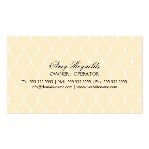 Stylish Damask and Floral Business Cards (back side)