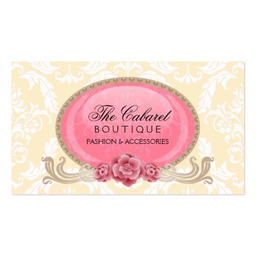 Stylish Damask and Floral Business Cards (front side)
