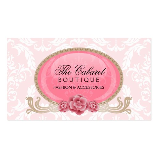 Stylish Damask and Floral Business Cards (front side)