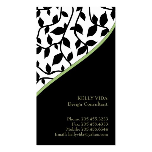 Stylish Damask Business Cards (back side)