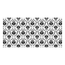 Stylish Damask Design, Black and White. Picture Card