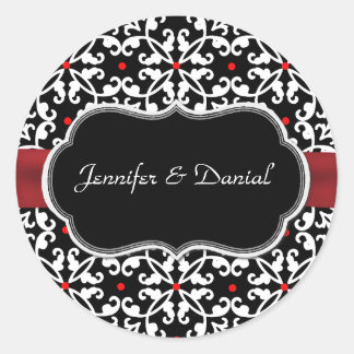 damask wedding envelope seal stylish sticker round classic stickers