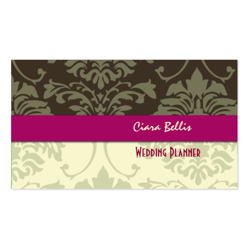 Stylish damask, wedding planners business cards (front side)
