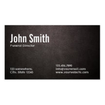 Stylish Dark Leather Funeral Business Card