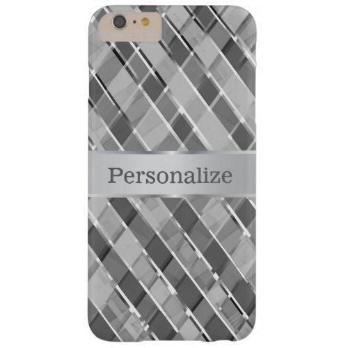 Stylish Diagonal Silver Stripes Personalized Barely There iPhone 6 Plus Case