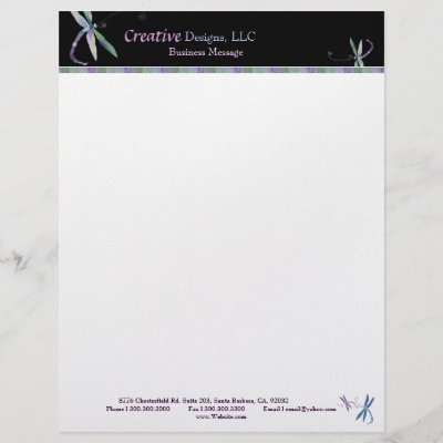 Business Cards  Letterhead on Stylish Dragonfly Business Letterhead From Zazzle Com