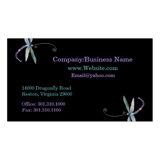 Stylish Dragonfly: Designer Business Cards (back side)