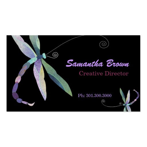 Stylish Dragonfly: Designer Business Cards (front side)