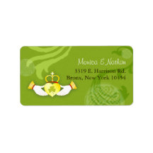 Stylish, Elegant Green Irish Wedding Address Label