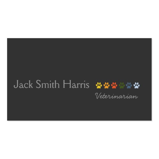 Stylish Elegant Pretty Colored Paws Business Card (front side)