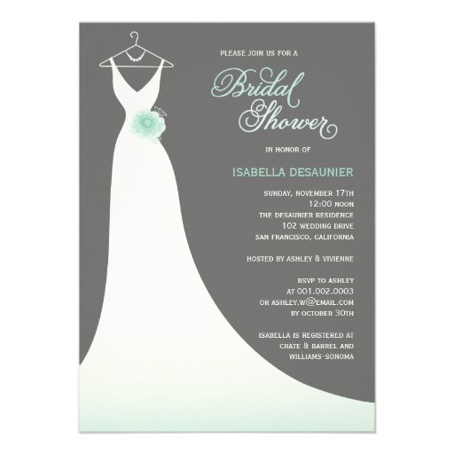 Stylish Elegant Wedding Gown Bridal Shower Invite