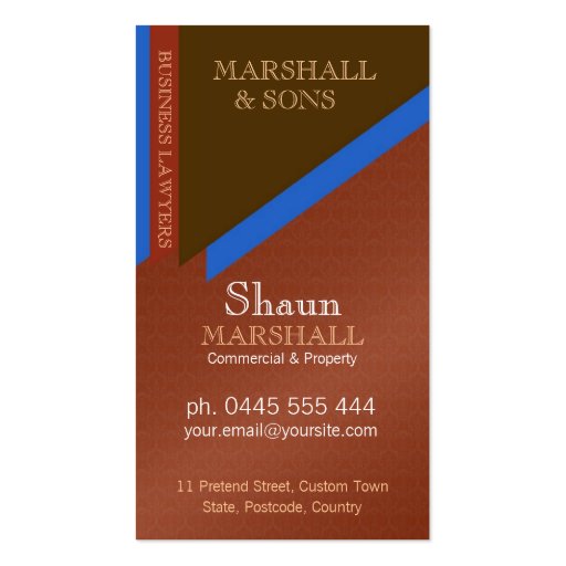 Stylish Executive Corporate Earthy Damask Business Cards (front side)