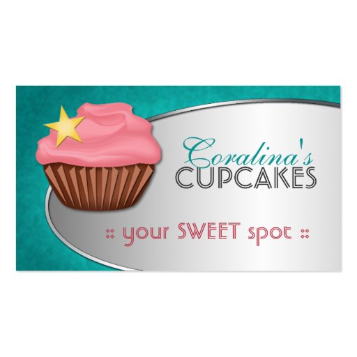 Stylish Fab Teal & Pink Cupcake Business Cards