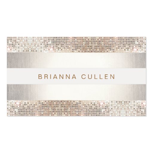 Stylish Faux Sequin Stripe Beauty and Fashion Business Card Templates (front side)