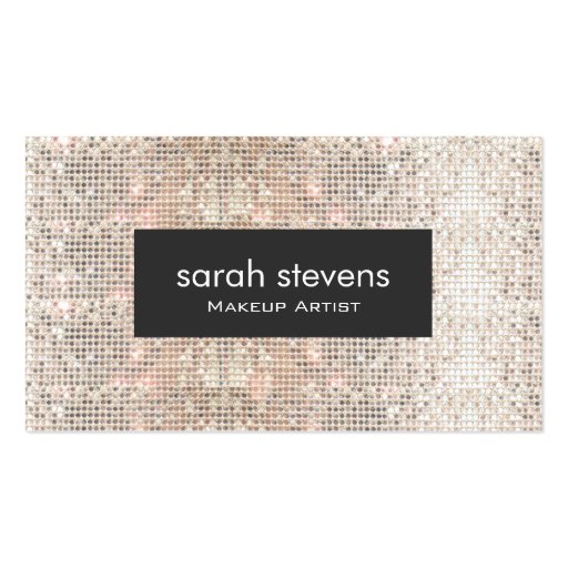 Stylish Faux Silver Sequins Beauty Fashion Retro Business Card Templates (front side)